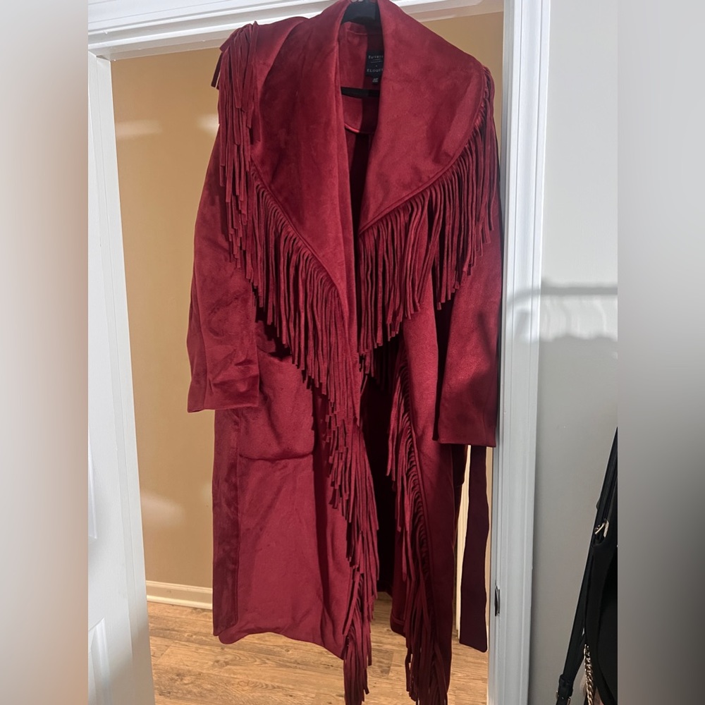 Barkwood x Eloquii Fringe Coat with Belt -NWT Never Worn 14/16